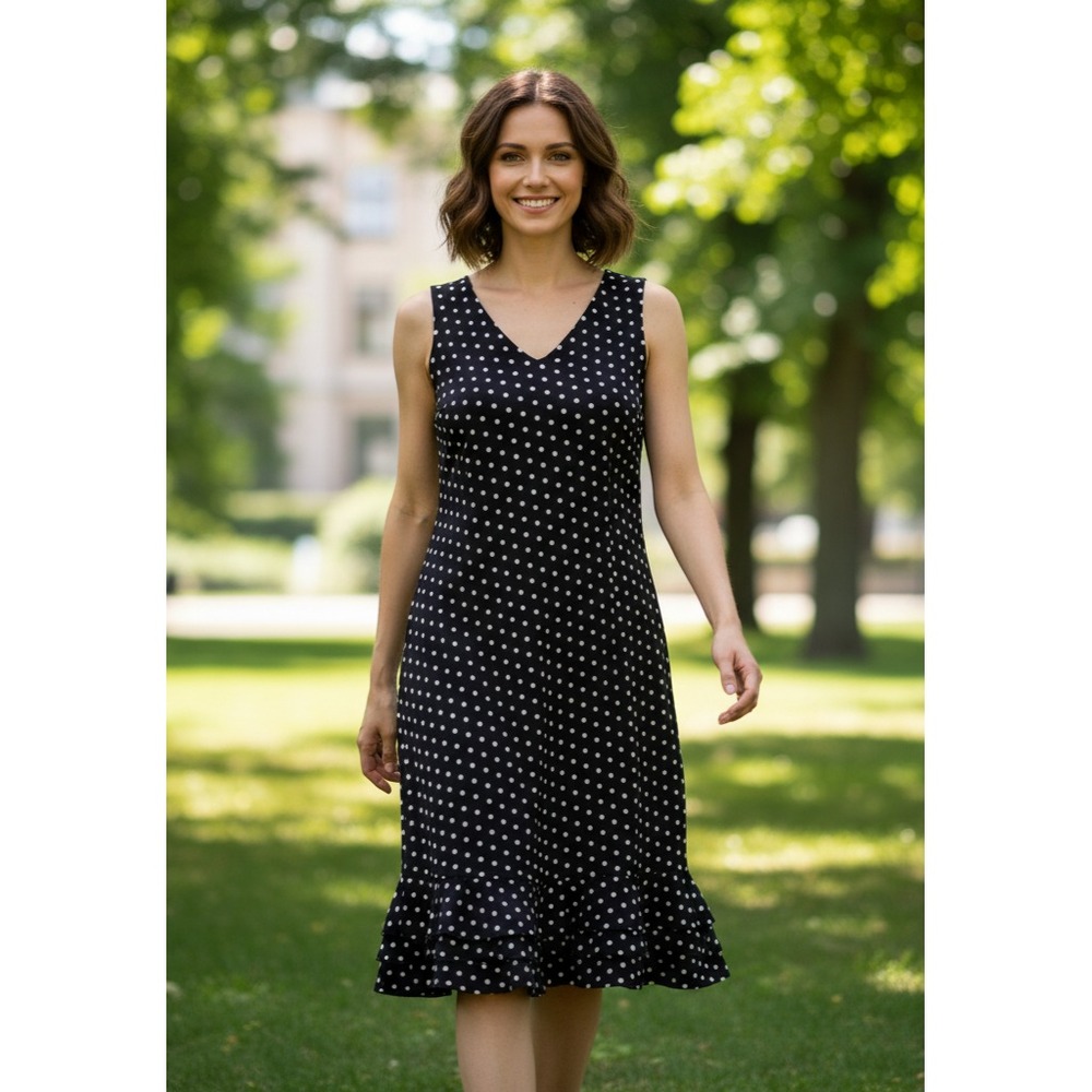 Evan Picone Dress Women's Black White Polka Dot Mermaid  Office Siren Retro Sz 4